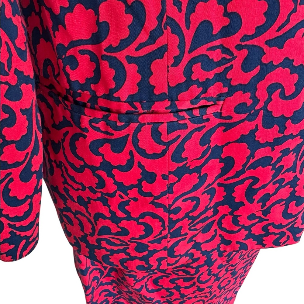 Vintage 80s Gianfranco Ferre Red and Blue Print Jacket Skirt Suit Set Large - Picture 10 of 14